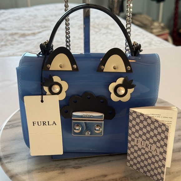 NWT Furla Candy Metropolis Mini Cross Body Bag Sea Blue With Handle See Details - Picture 1 of 13